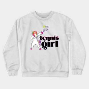 Funny Unicorn Lover Tennis Girl Dabbing Humor Gift Crewneck Sweatshirt